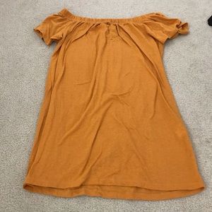 Mustard off the shoulder dress